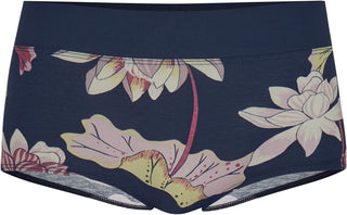 Elastic hipster-housu puuvillaa, dark blue flower print