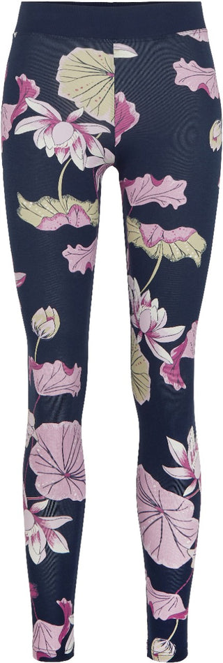 Elastic Trend puuvillalegginsit, dark blue flower print