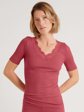 Silky Wool Joy T-paita silkkivillaa, lohenpunainen