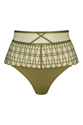 Captivating korkeavyötäröinen cheeky brief, oliivi