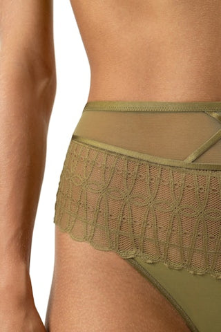 Captivating korkeavyötäröinen cheeky brief, oliivi
